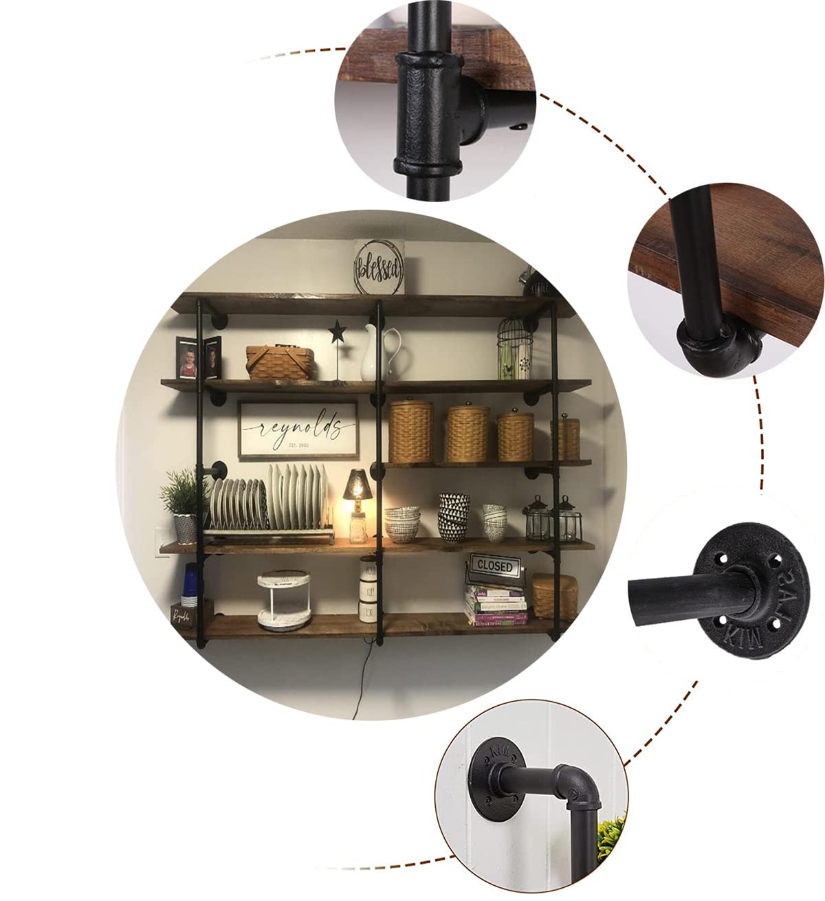 植物棚 industrial (iron shelf) Amazon.com: Industrial Wall Mounted Iron Floating Pipe Shelves